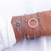4 Pcs/set Women's Fashion Crystal Leaves Geometric Chain Gold Bracelet Set Bohemian KISS WIFE Vintage Jewelry Wholesale