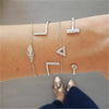 4 pcs/set Fashion Bohemia Leaf Round Knot cuff Bangle Gold Chain Charm Bracelet Bangle for Women Simple Geometric Bracelets