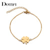 DOTIFI Stainless Steel Bracelet For Women Man Clover Gold And Silver Color Pulseira Feminina Lover's Engagement Jewelry